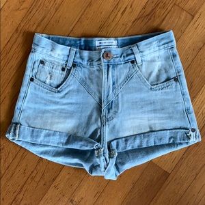 Hawks high-rise denim shorts.